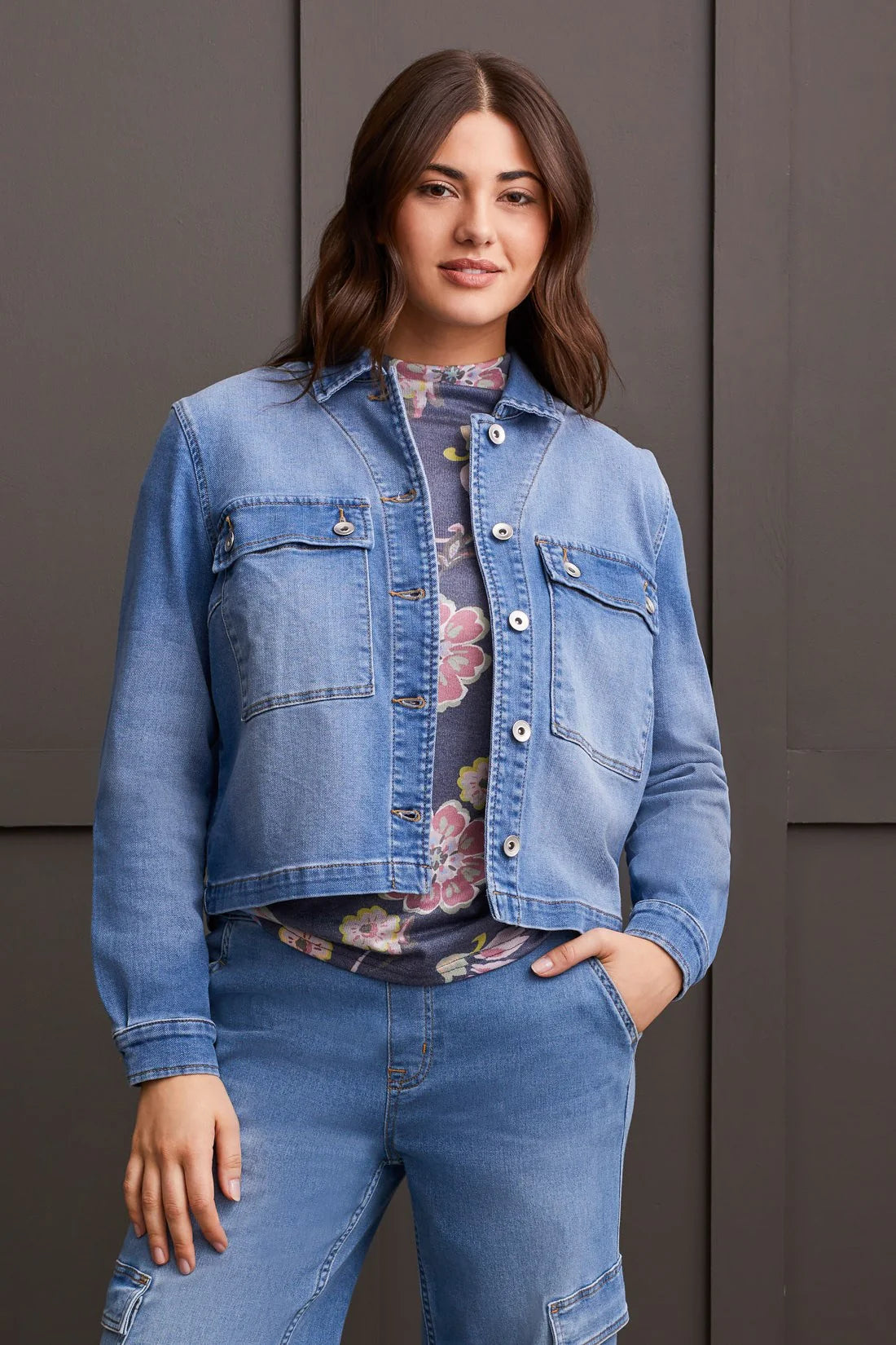 Textured Denim Jacket [Blue Delight-5666O] Cardigan Sweater Pullover