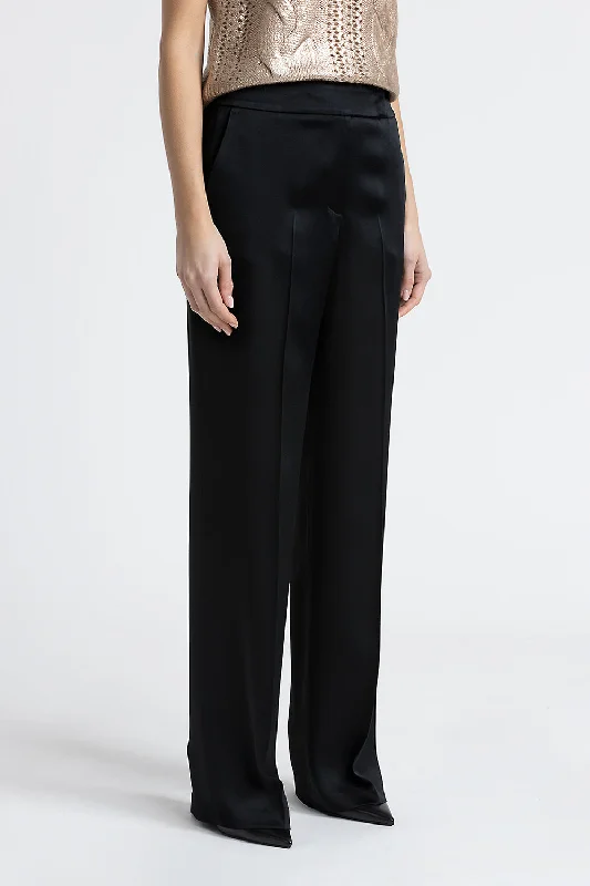 Straight satin trousers Trousers Fleece Cozy