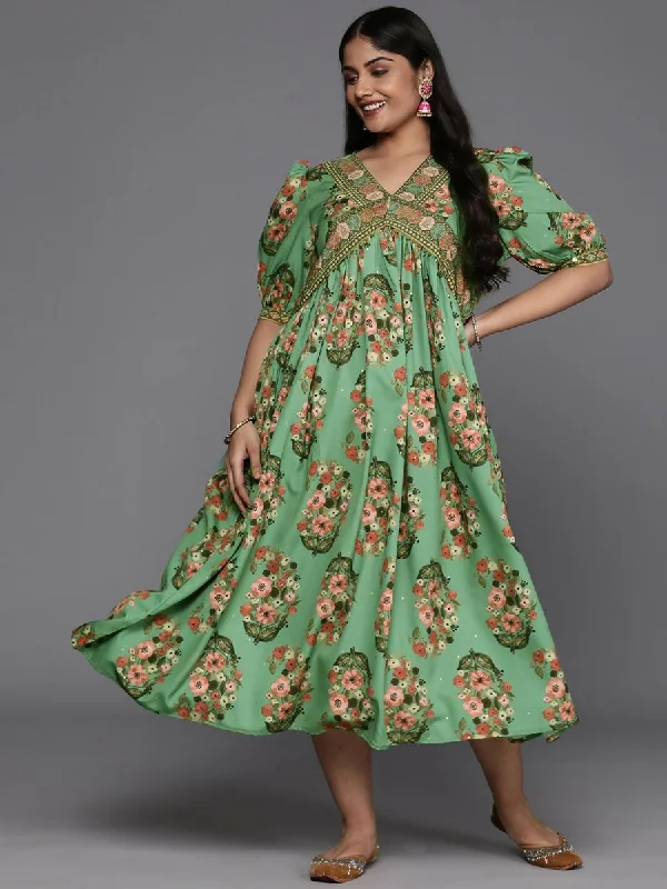 Ahalyaa Women's Traditional wear Ethnic Dress - Green