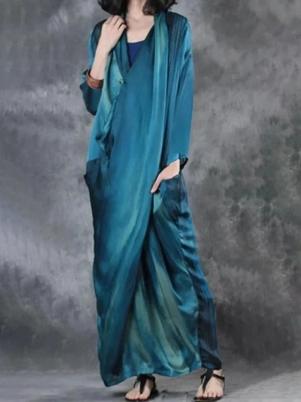 Long Sleeve Loose Solid Color Casual Dress