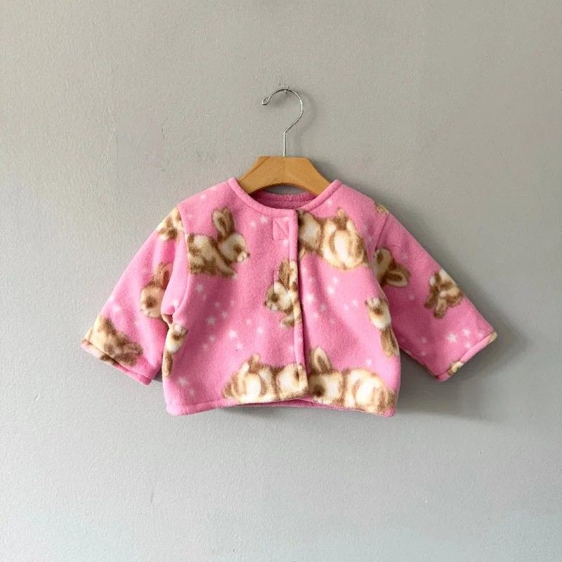Handmade / Pink x rabbit fleece jacket / 12-24M Tiered Jacket Buttoned Jacket Zippered Jacket Handmade / Pink x rabbit fleece jacket / 12-24M Tiered Jacket Buttoned Jacket Zippered Jacket