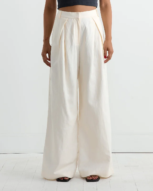 Minimal Fold Trouser in Ivory Trousers Sale Discount