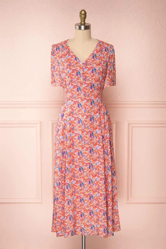 Elinros | Coral Patterned Dress