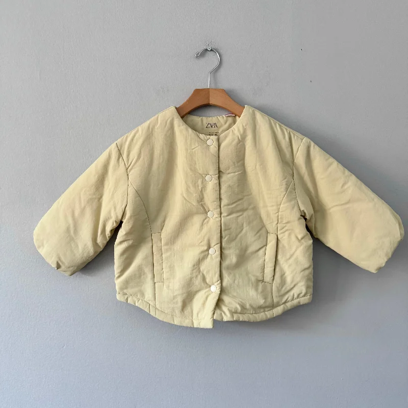 Zara / Beige buttoned puffer jacket / 4-5Y Embroidered Jacket Appliqued Jacket Beaded Jacket Zara / Beige buttoned puffer jacket / 4-5Y Embroidered Jacket Appliqued Jacket Beaded Jacket
