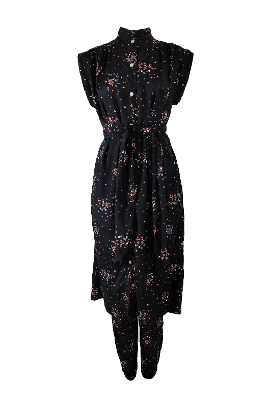 Monet of London Vintage 70s Tunic & Trouser Suit, 1970s Trousers Formal Black