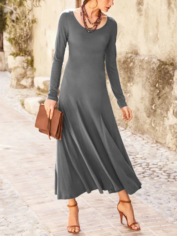 Autumn Long Sleeve Round Neck Casual Dress