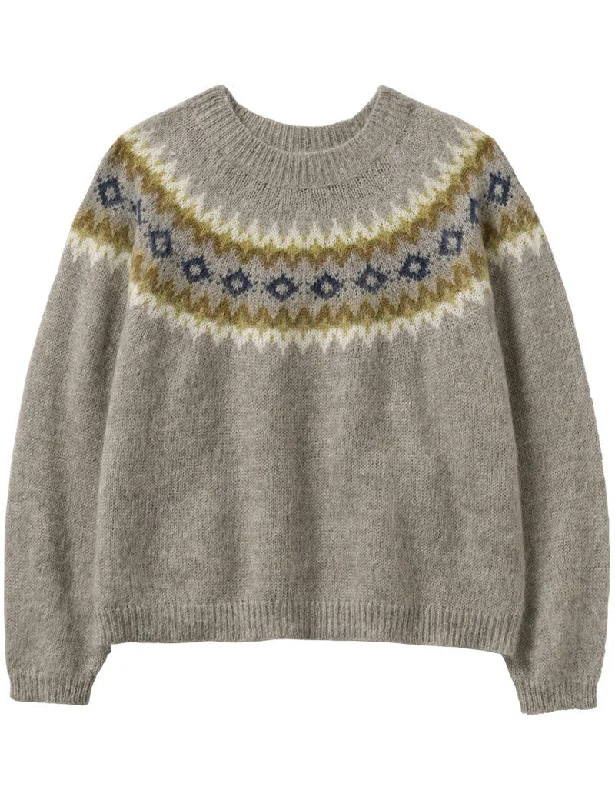 Toast Fair Isle Yoke Mohair Blend Easy Sweater Green Multi Slim Fit Regular Fit Oversized