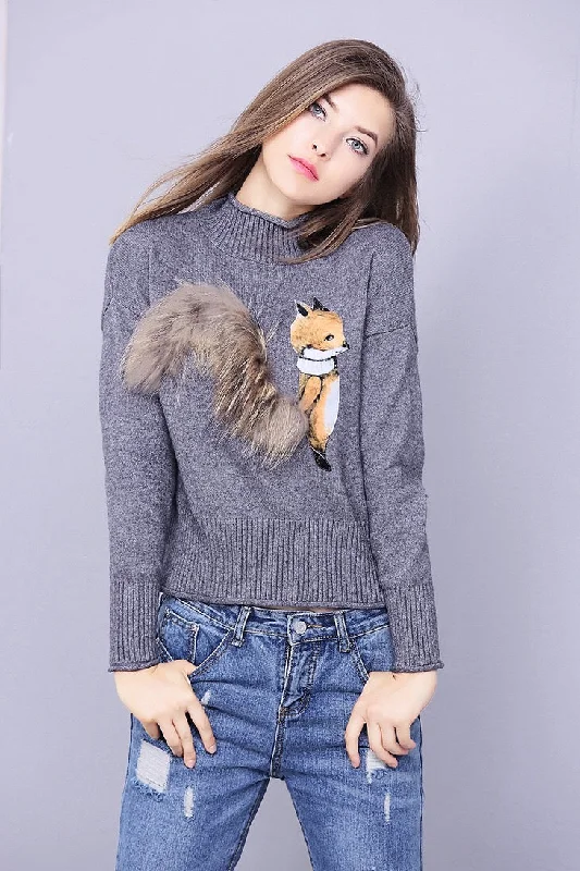 Cute Fox Sweater W/ Fur Rayon Fabric Velvet Fabric Corduroy Fabric
