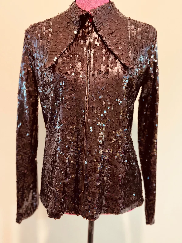 Brown sequin jacket Denim Jacket Leather Jacket Suede Jacket