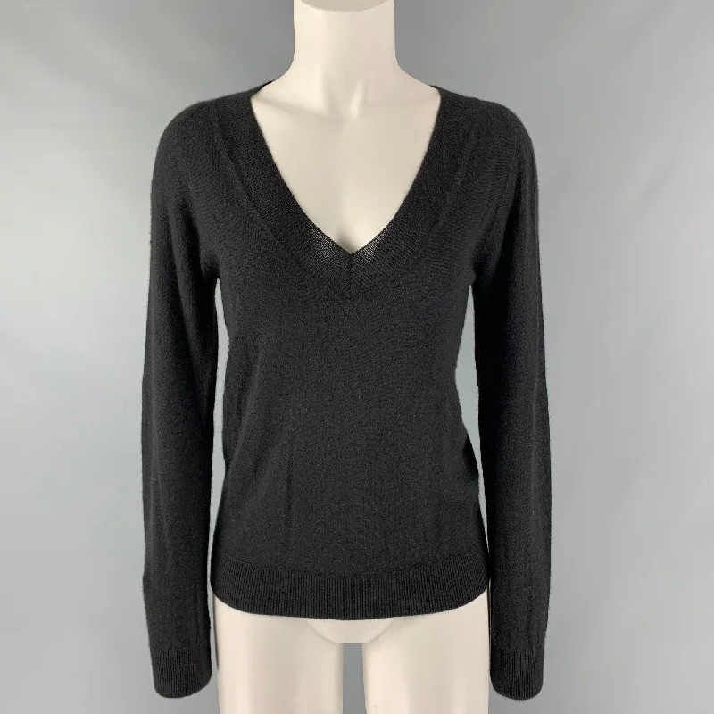 PRADA Size 2 Black Solid V-Neck Pullover Bolero Style Sweater