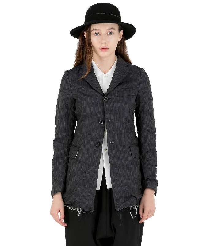 Dark Grey Pin Striped Jacket Plaid Jacket Tartan Jacket Houndstooth Jacket