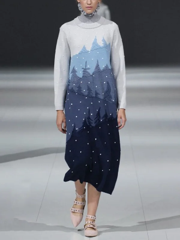 Fashion Long Sleeve Printed Casual Dress