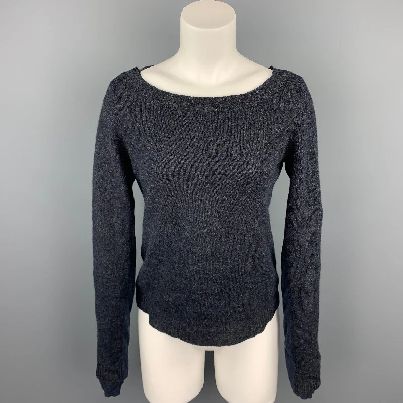 INHABIT Size S Navy Knitted Wool Blend Layered Pullover Button Front Sweater