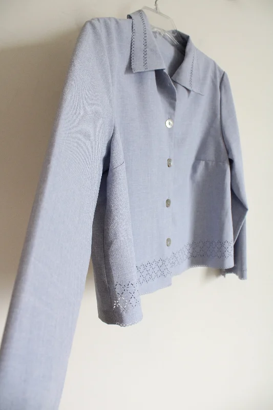 Two Twenty Lace Edge Detail Light Blue Spring Jacket | M Petite Jacket Blazer Coat