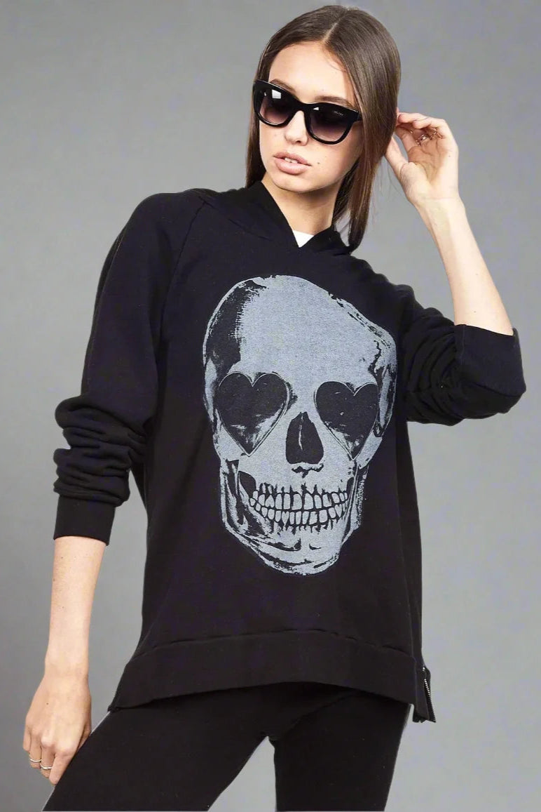 Lauren Moshi Corbin Heart Eye Skull Pullover V-Neck Stylish Pullover