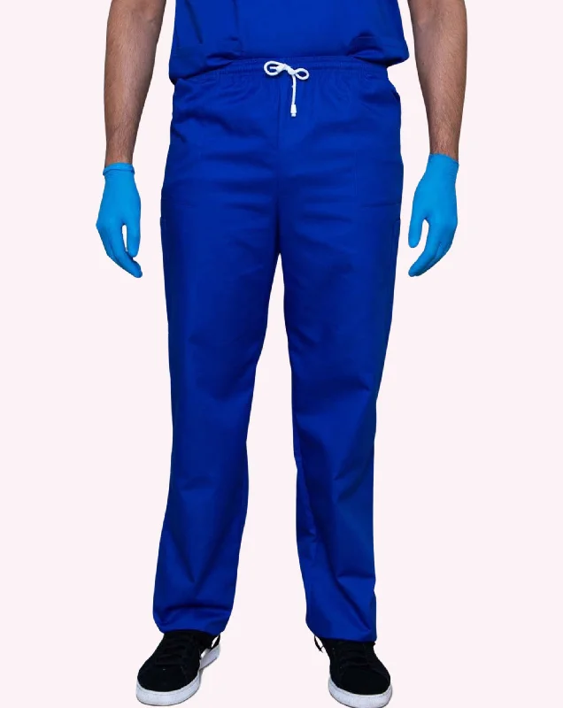 Mawson Electric Blue Unisex Drawstring Scrub Trousers Trousers Handmade Artisanal
