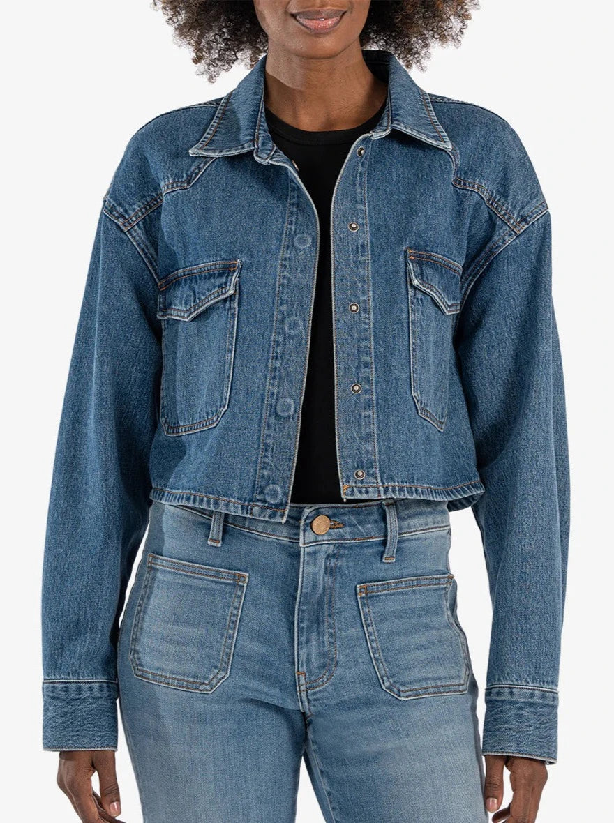 Billie Crop Jacket W/Front [Alive W/Medium-KJ2029MA1] Corduroy Jacket Velvet Jacket Brocade Jacket