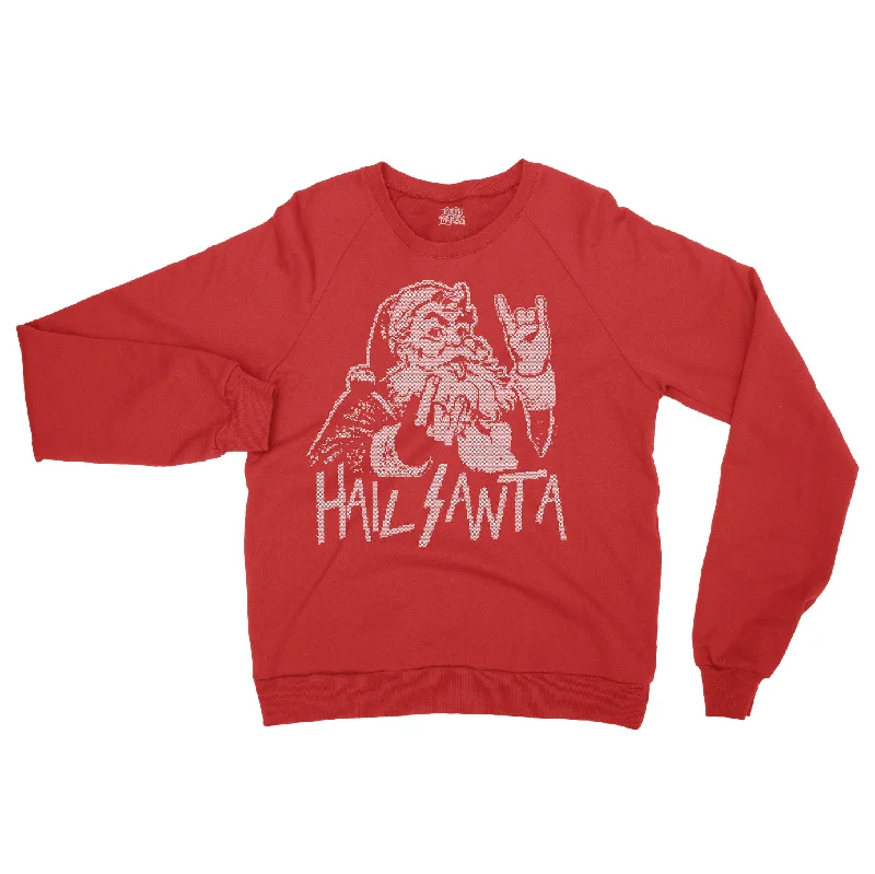 Hail Santa Faux Ugly Sweater Sweatshirt Spandex Blend Rayon Blend Denim Blend