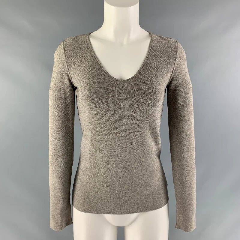 GIORGIO ARMANI Size 6 Grey Polyester &  Viscose Solid Pullover Spaghetti Sleeve Top
