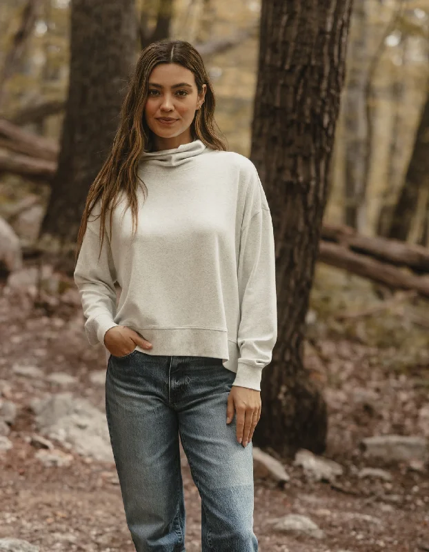 Puremeso Funnel Neck Pullover in Stone Shawl Collar Sweater