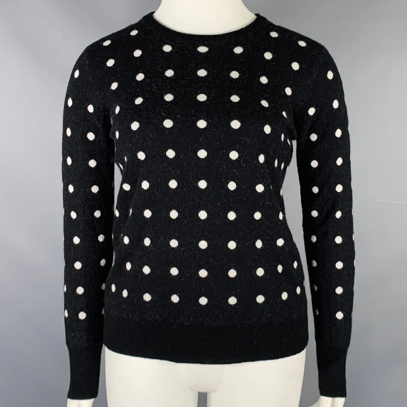 EQUIPMENT Size L Black White Wool Blend Polka Dot Crew Neck Pullover Alpaca Blend Soft EQUIPMENT Size L Black White Wool Blend Polka Dot Crew Neck Pullover Alpaca Blend Soft