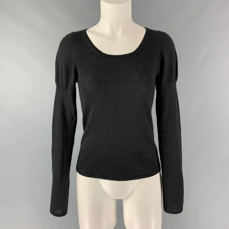 PRADA Size 2 Black Solid Scoop Neck Pullover Box Sleeve Comfort