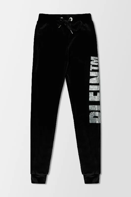 Philipp Plein Black Teddy Bear Jogging Trousers Wide Leg Loose Fit Mid Waist