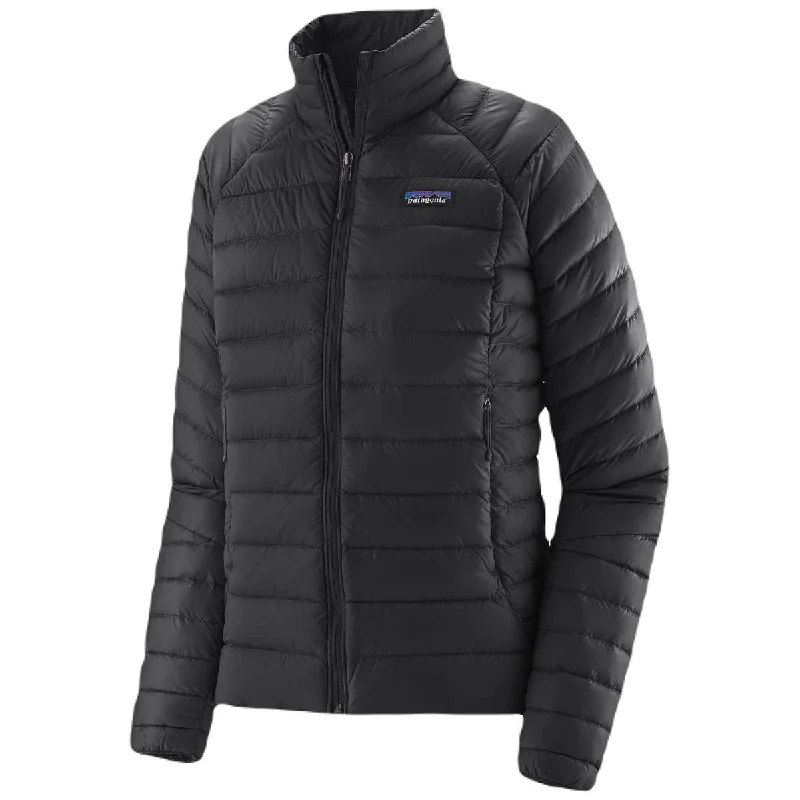 Patagonia Women's Black Down Sweater Front Pockets Side Pockets Patch Pockets