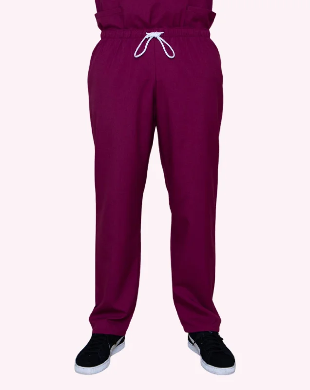 Mawson Burgundy Classic Unisex Scrub Trousers (in Polycotton) Trousers Spring Floral
