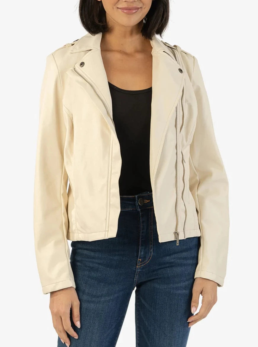 Maeve Moto Jacket [Ivory-KJ50401] Denim Jacket Leather Jacket Suede Jacket