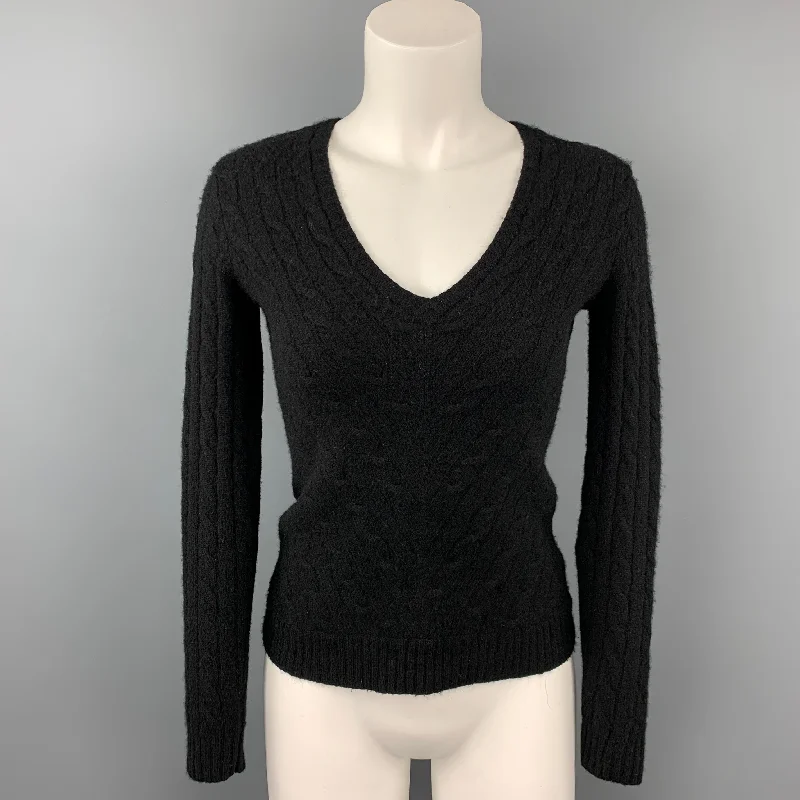 RALPH LAUREN Black Label Size S Black Knitted Cashmere Pullover Polo Neck Sweater