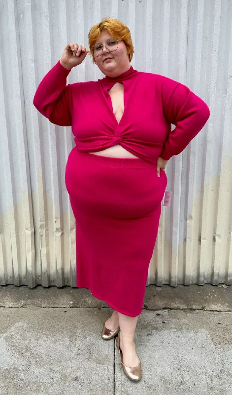 Eloquii Hot Pink Sweater Dress with Turtleneck and Cut-Outs, Size 22/24 Soft Cozy Warm Eloquii Hot Pink Sweater Dress with Turtleneck and Cut-Outs, Size 22/24 Soft Cozy Warm