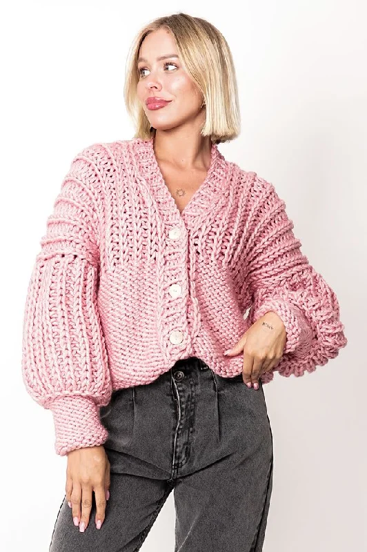Ava Handmade Sweater Pink Thin Thick Dense