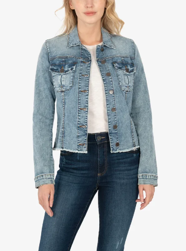 Kara Jacket-No Waist W Fray [Standard W Medium-KJ0314MA9] V-Neck Jacket Boat Neck Jacket Square Neck Jacket