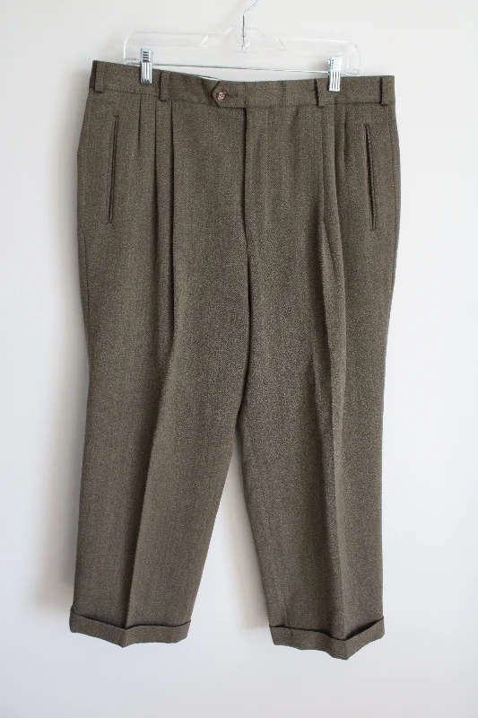 Fait Au Canada Green Brown Trouser Pant | 36X25 Trousers chic elegant