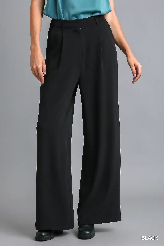 Wide Leg Trouser Pant - Black Trousers Corduroy Warm