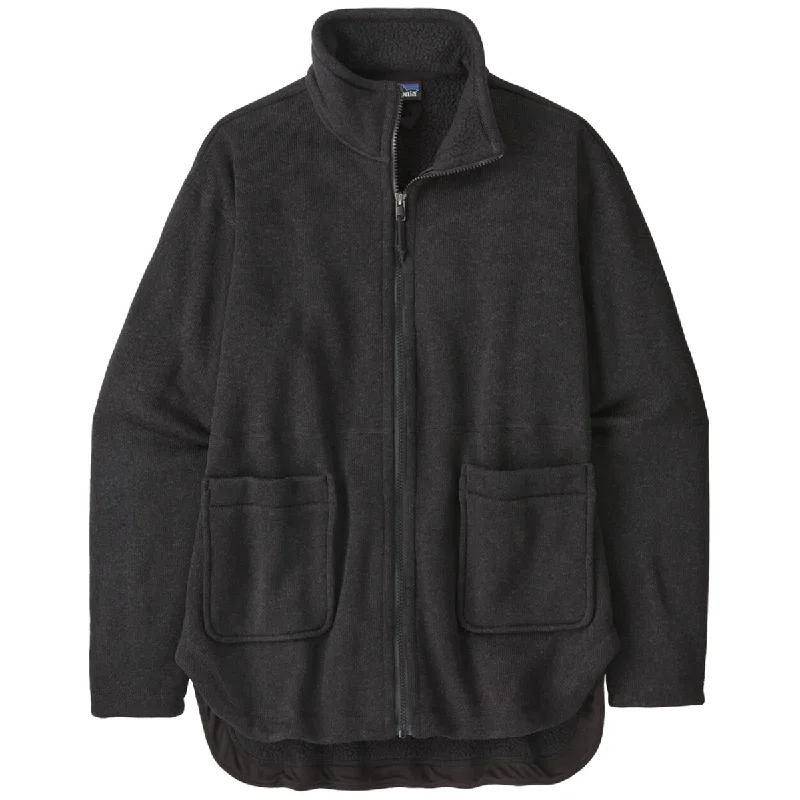 Patagonia Women's Black Better Sweater Oversized Coat Silk Blend Satin Velvet