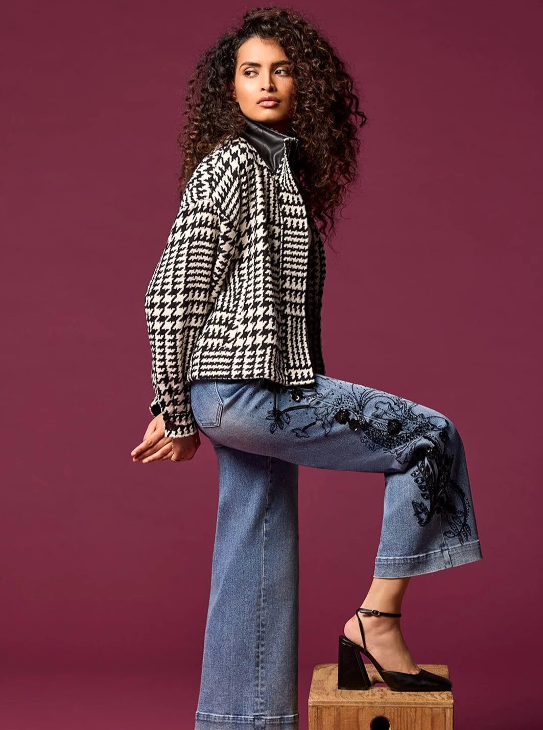 Yarn Dye Jacket [Black-7982O] Toggled Jacket Drawstring Jacket Belted Jacket
