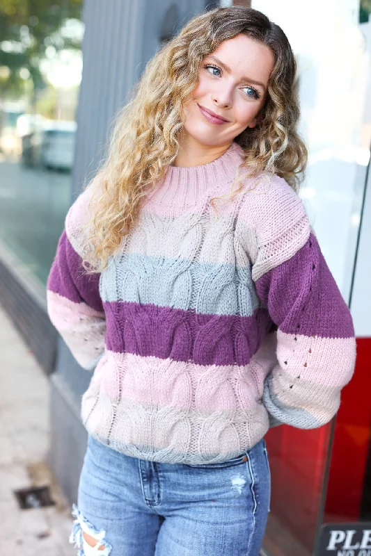 Fall For You Mauve Multicolor Stripe Cable Knit Mock Neck Sweater Mesh Sweater Canvas Denim Fall For You Mauve Multicolor Stripe Cable Knit Mock Neck Sweater Mesh Sweater Canvas Denim