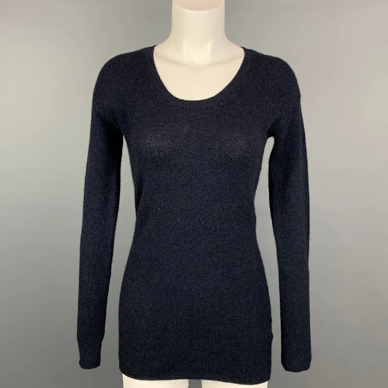 VINCE Size XS Black Knitted Cashmere Blend Scoop Neck Pullover Short Sleeve Top