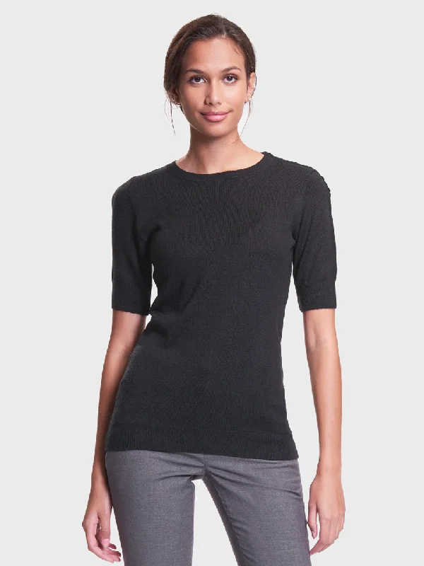 Ladies' Sloane Crewneck Sweater - Black Fleece Fabric Down Fabric Feather Fabric