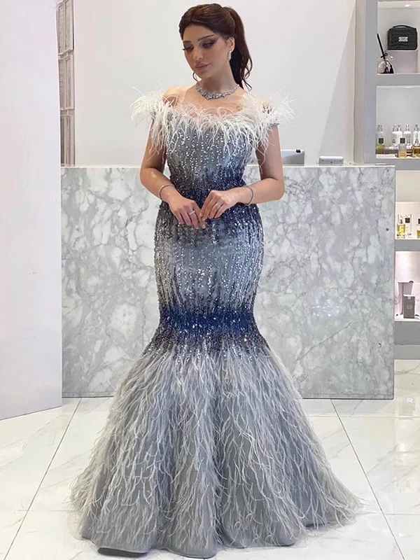 Chic Mermaid Off-the-shoulder Silver Beaded Long Prom Dresses Elegant Evening Dress sew03373 Chic Mermaid Off-the-shoulder Silver Beaded Long Prom Dresses Elegant Evening Dress sew03373
