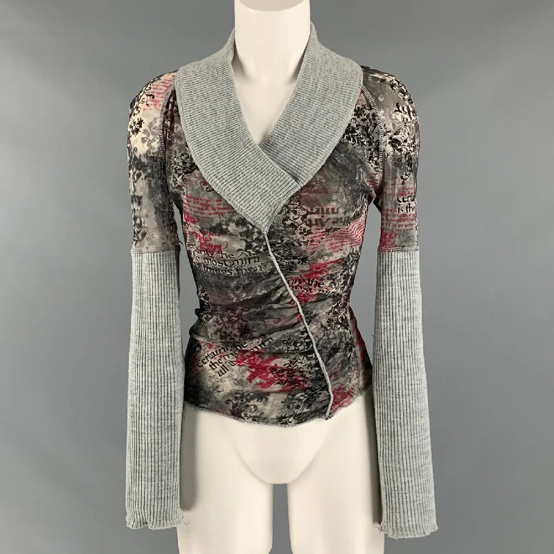 SHARAGANO Paris Size S Grey Multi-Color Polyamide Abstract Pullover Boat Neck Sweater SHARAGANO Paris Size S Grey Multi-Color Polyamide Abstract Pullover Boat Neck Sweater
