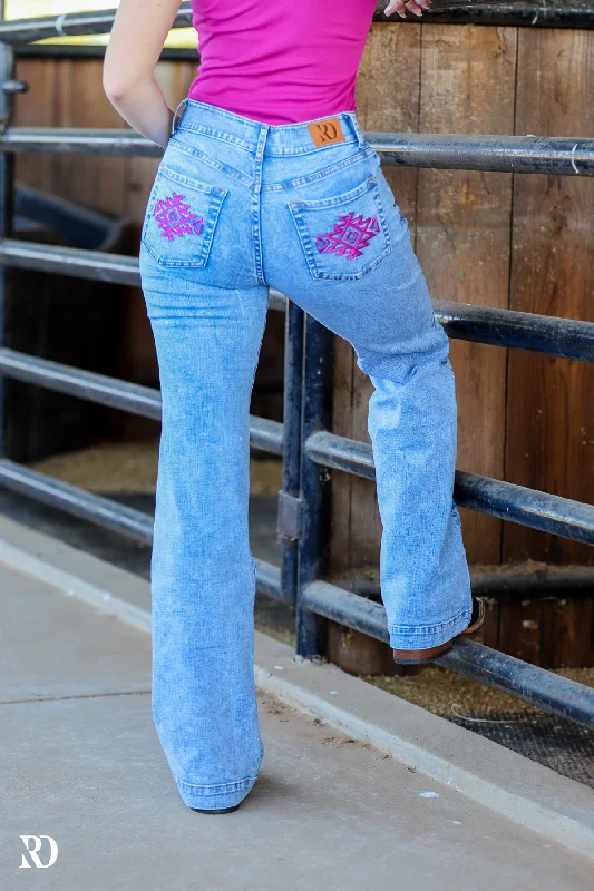 MIA TROUSERS ACID WASH PINK POCKET Skinny Trousers Denim Stretchy