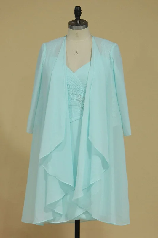Plus Size Mother Of The Bride Dresses Mid-Length Sleeves Chiffon With Applique & Ruffles Plus Size Mother Of The Bride Dresses Mid-Length Sleeves Chiffon With Applique & Ruffles