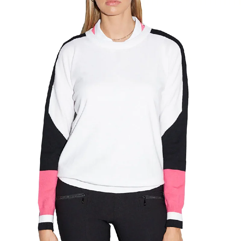 GGBlue Scarlet White Blossom Womens Golf Sweater Mesh Sweater Canvas Denim