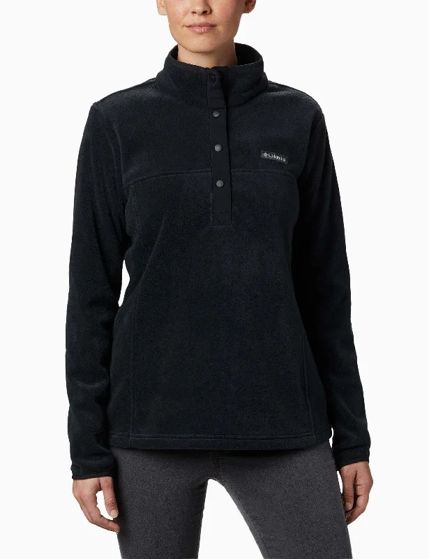 Benton Springs Half Snap Pullover - Black Asymmetrical Neck Pullover