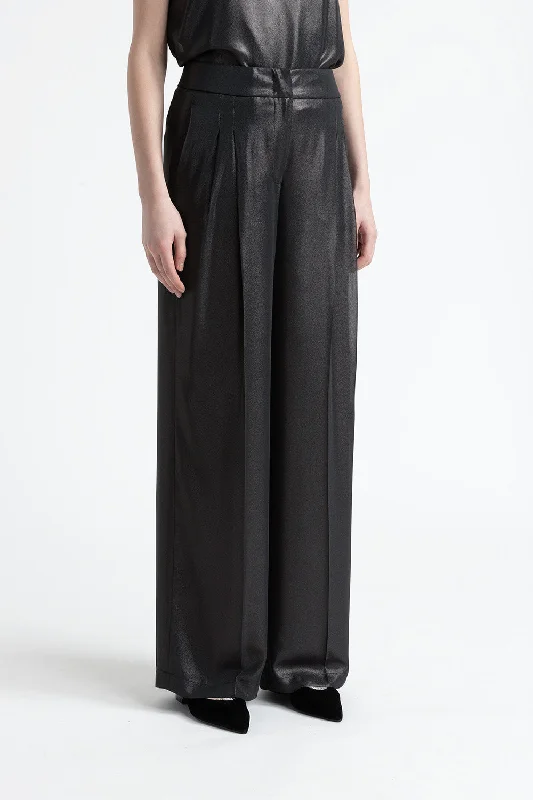 Laminated georgette palazzo trousers Trousers Canvas Durable