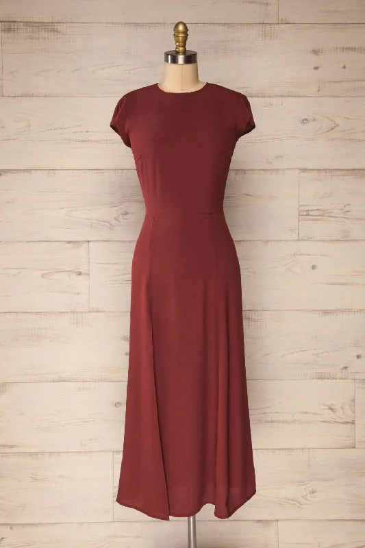 Essen Rust | Short Sleeve Open Back Dress