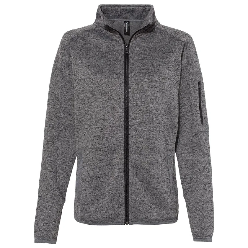 Burnside Women's Heather Charcoal Sweater Knit Jacket Zippered Front Buttoned Front Snap Front Burnside Women's Heather Charcoal Sweater Knit Jacket Zippered Front Buttoned Front Snap Front